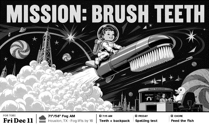 Mission: Brush Teeth, a retro space poster