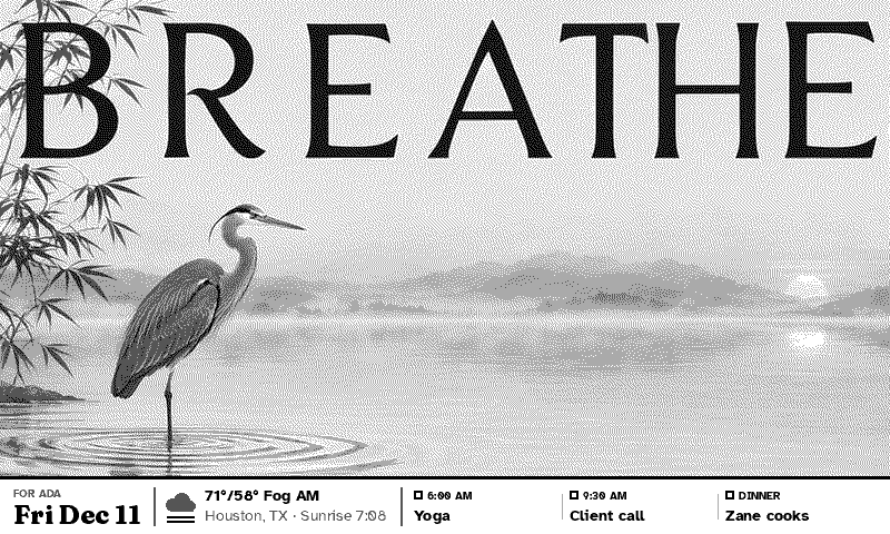 Breathe, an ink-wash heron