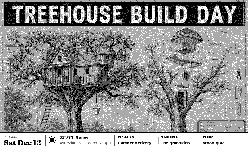 Treehouse Build Day, a cyanotype blueprint